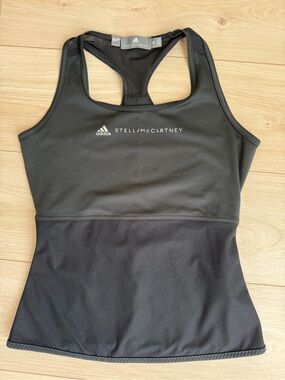 Adidas by Stella McCartney Black Racerback Sports Top with Mesh Panel